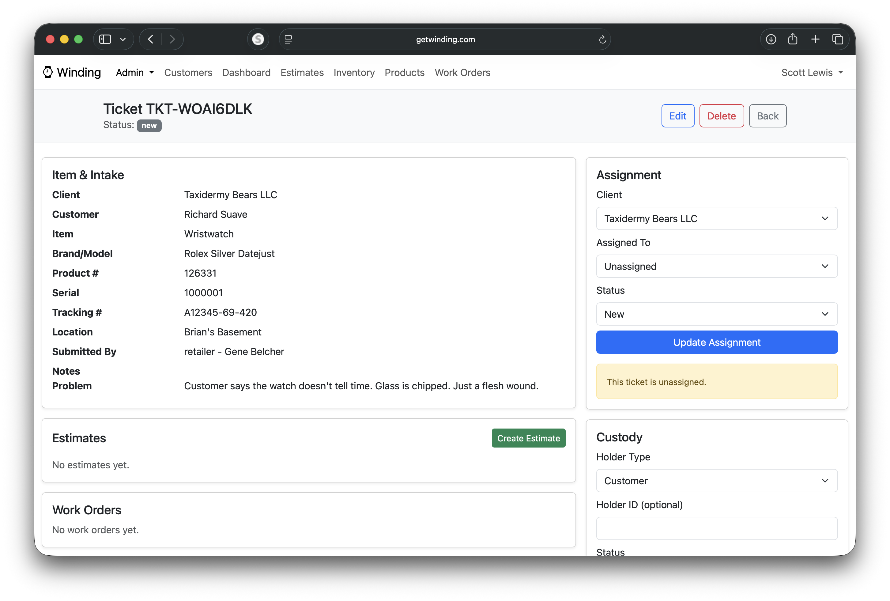Team coordination dashboard