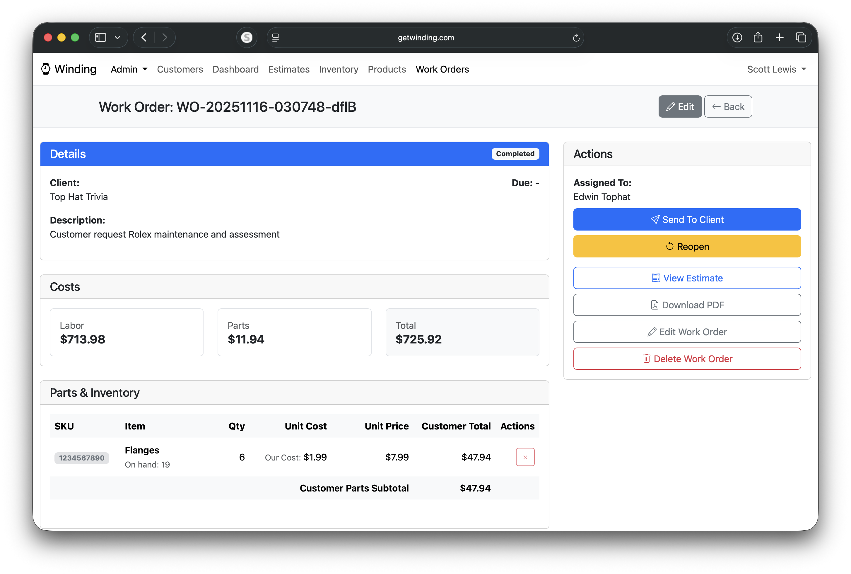 Time tracking and billing dashboard